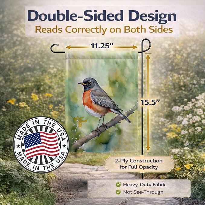 Caroline's Treasures Connecticut American Robin Garden Flag Mailbox Flag Decorative Yard Flag Banner Outside Patio Artwork Yard Flower Beds, Garden Size, Multicolor