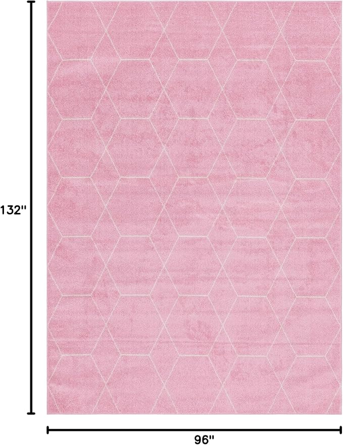 Unique Loom Trellis Frieze Collection Area Rug - Geometric (8' x 11', Light Pink/ Ivory)