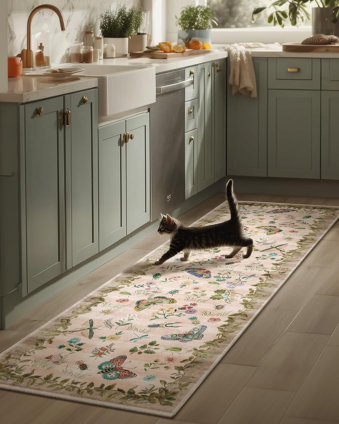 Machine Washable Runner Rugs for Entryway: 2'x6' Kitchen Rug Stain Resistant Non Slip Low Pile Soft Carpet Runners for Hallways Indoor Entryway Kitchen Living Room Bedroom Bedside Farmhouse