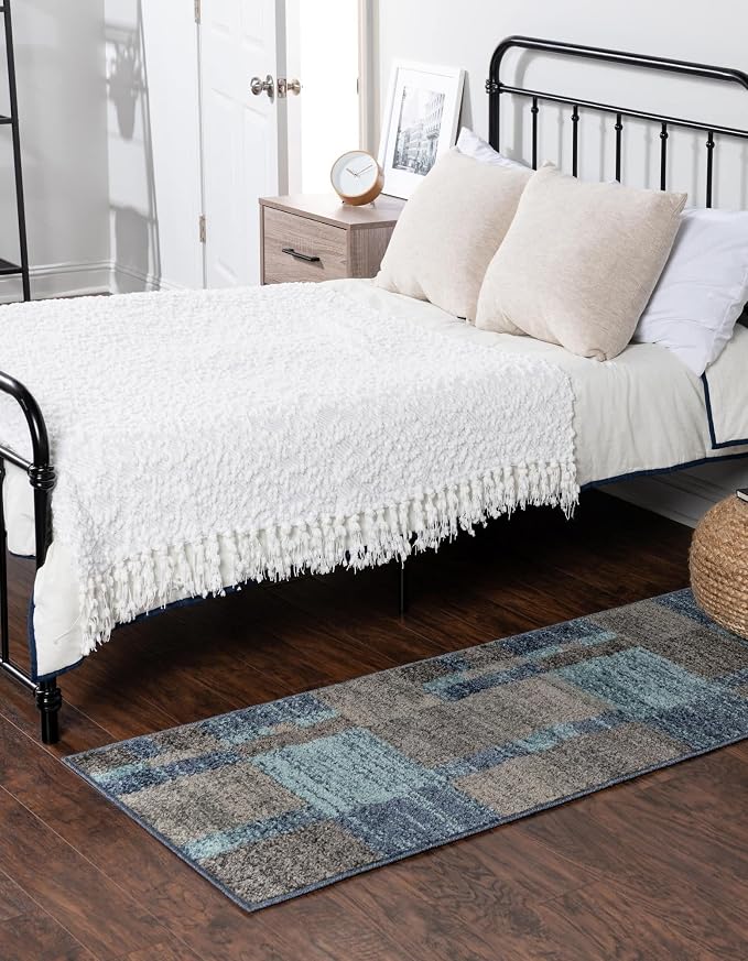 Unique Loom Autumn Collection Area Rug - Providence (2' 7" x 10' Runner, Blue Gray/ Light Brown)