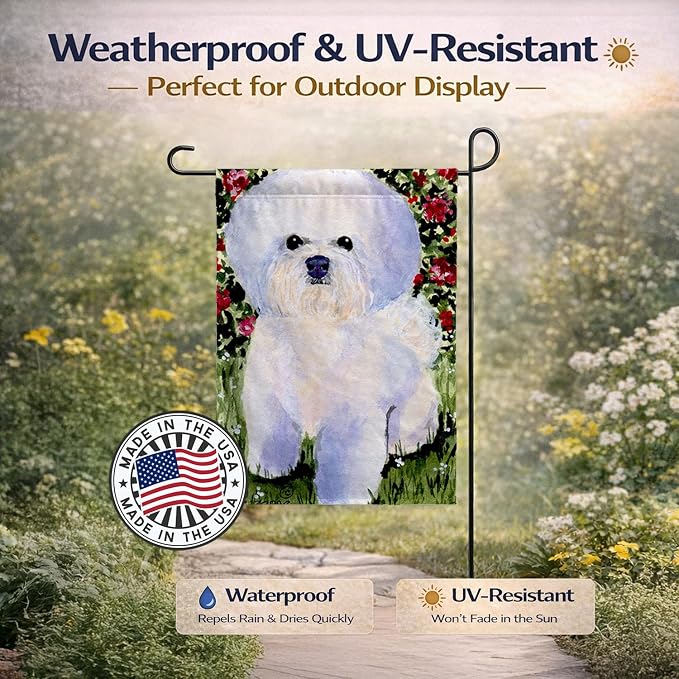 Caroline's Treasures SS8914GF Bichon Frise Garden Flag Mailbox Flag Decorative Yard Flag Banner Outside Patio Artwork Yard Flower Beds, Garden Size, Multicolor