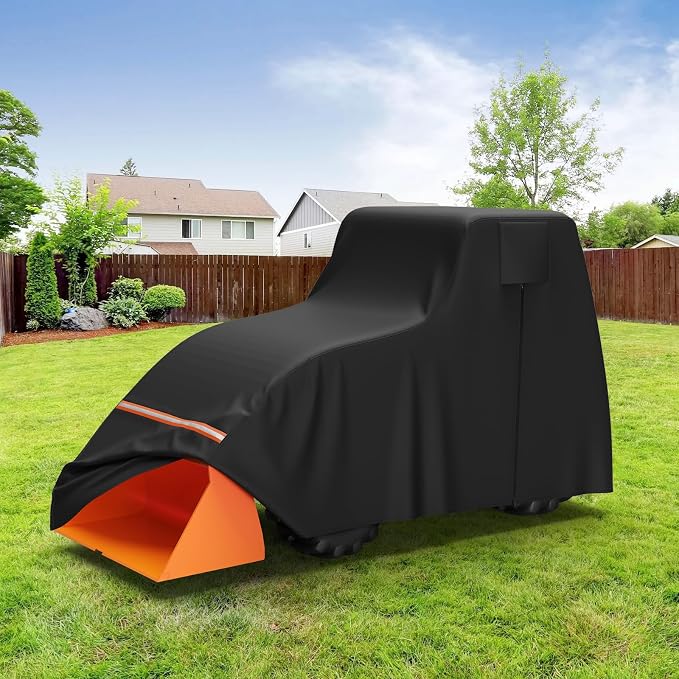 STARTWO Full Tractor Cover Waterproof Heavy Duty, Universal Fits Most Compact Utility Tractors with Cabin, UV Protection, Dustproof, with Air Vents & Reflective Strips,150 L x 75 W x 110 H in