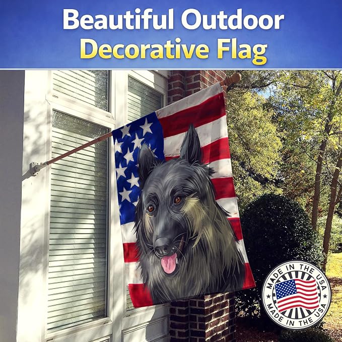 Caroline's Treasures CK6707CHF Shiloh Shepherd Dog American Flag House Flag Large Porch Sleeve Pole Decorative Outside Yard Banner Artwork Wall Hanging, Polyester, House Size, Multicolor