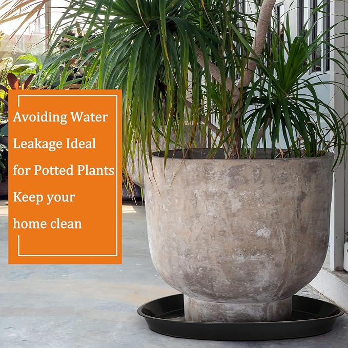 Eccliy 10 Packs 18 Inch Plastic Large Plant Saucers Heavy Duty Planter Trays Jumbo Flower Pot Saucers Plastic Water Trays for Indoors and Outdoors