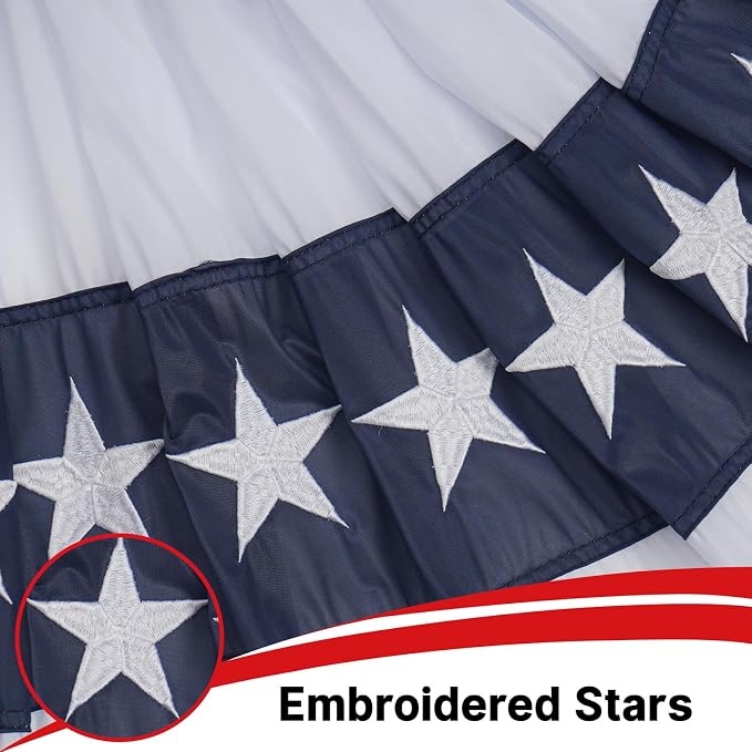 2 Pack American Bunting Flags Outdoor 2x4 ft, Heavy Duty Embroidered Flag Buntings for Outside Use, Patriotic Bunting Banner US Pleated for 4th of July 250th Anniversary