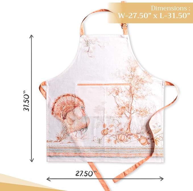 Maison d' Hermine Aprons for women with Pocket 100% Cotton (27.50"x31.50") | Adjustable Neck Strap & long ties Apron Men Chef Wedding Cooking Gardening Server Maid