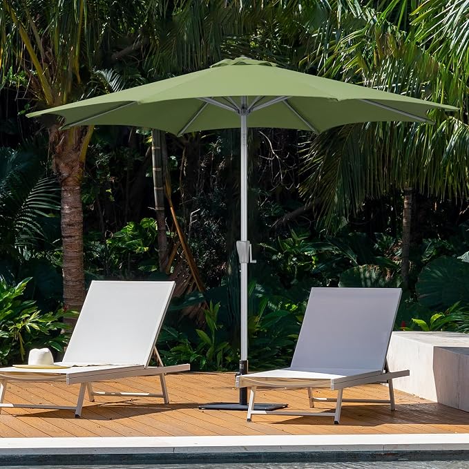 Tempera Patio Umbrellas Arc Edge Outdoor Table Market Umbrellas with Crank & Pust Button Tilt|Auto-Tilt, 8 Steel Ribs, High Color-Fastness Canopy