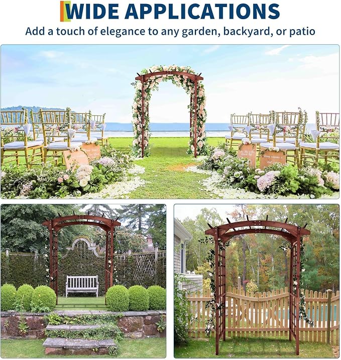 Garvee 85 in Wooden Garden Arbor,Solid Fir Wood Trellis for Plant Climbing,Wedding Ceremony Decoration Pergola for Garden Backyard,Lawn,Teak