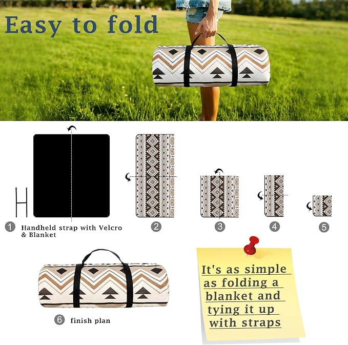 SAMSIER Large Outdoor Picnic Blankets Waterproof Foldable, Beach Blanket Sandproof Portable, Picnic Mat Washable for Camping (80"×80", Thickened)