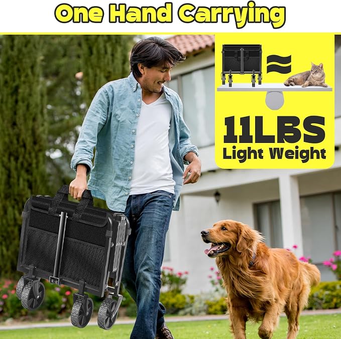 Collapsible Wagons Carts Foldable, 360lbs Portable Folding Wagon Cart with Wheels, Foldable Wagon Cart Utility for Camping, Beach, Grocery, Shopping, Sports, Garden