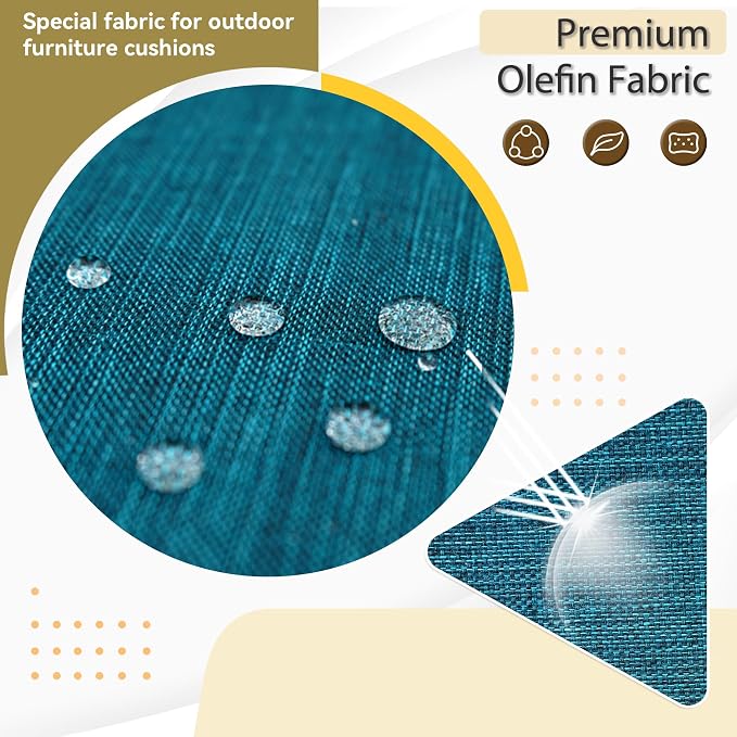 Luxury Outdoor Cushions Set 24 x 22 Inch, 5" Thick Olefin Patio Furniture Cushions, 30D Sponge Filling Fade Waterproof Fade Resistant with Removable Covers and Lumbar Pillow Aspen Malachite
