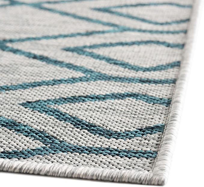 Jill Zarin Outdoor Collection Area Rug - Turks and Caicos (2' 2" x 3' Rectangle Gray Teal/Teal)