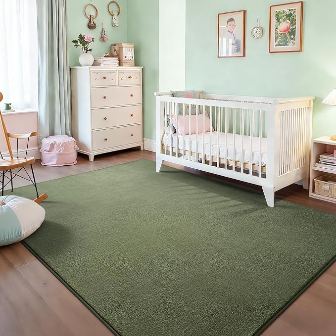 Large 6x9 Area Rugs for Bedroom Living Room, Soft Low-Pile Modern Dorm Rug | Indoor Thickened Memory Foam Non-Slip Washable Carpets for Kids Boys Girls Playroom Dining Room Home Decor, Sage Green