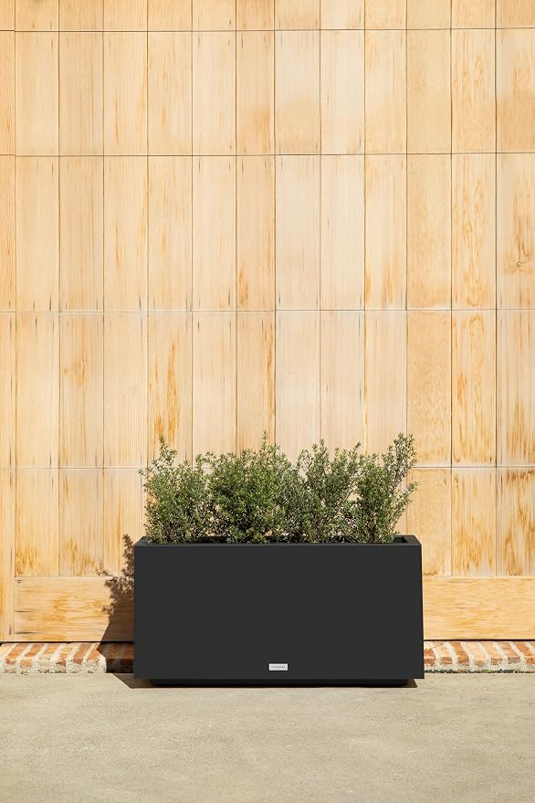 Veradek Block Series Long Box Planter - Large Rectangular Planter for Indoor or Outdoor Patio/Porch | Durable All-Weather Use with Drainage Holes | Modern Décor for Tall Plants, Flowers or Shrubs
