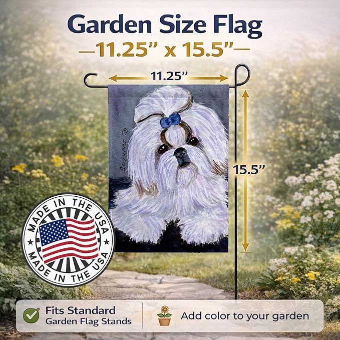 Caroline's Treasures SS8685GF Shih Tzu Garden Flag Mailbox Flag Decorative Yard Flag Banner Outside Patio Artwork Yard Flower Beds, Garden Size, Multicolor
