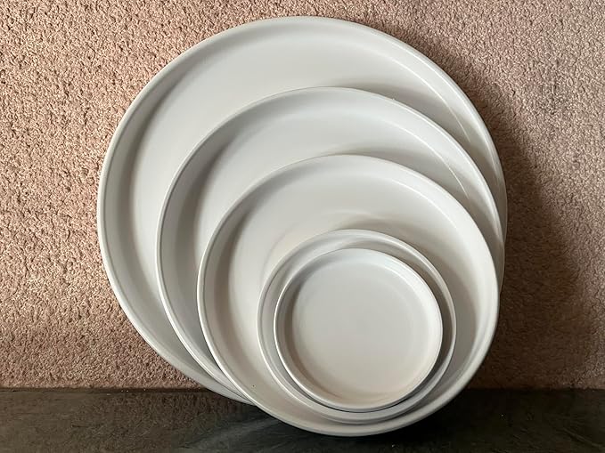 6 inch Matte Wihte Ceramic Plant Saucer (2 Pack)-Ceramic Drainage Tray for Plant Pot