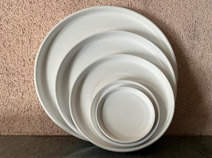 12 inch Matte White Ceramic Plant Saucer Set of 2 with Plant Saucer mat