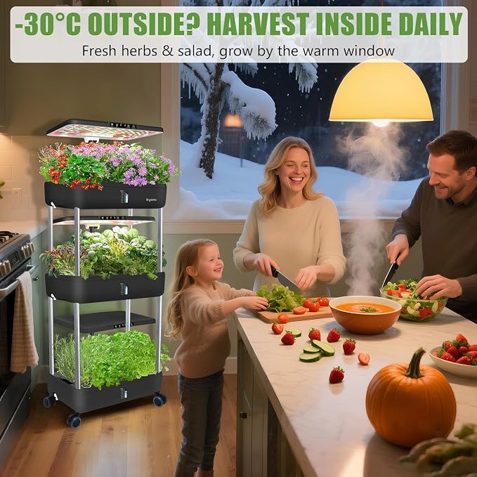 Hydroponics Growing System Kit, 66-Pod Indoor Garden with Seeds | Plant Herb Garden Germination Kit with LED Grow Light,30L Large tanks Hydroponics Planter Grower for Vegetable Fruit
