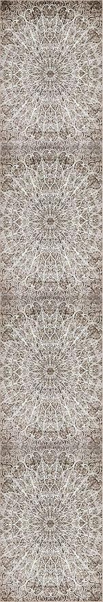 Unique Loom Sofia Collection Area Rug - Grace (3' 3" x 19' 8" Runner, Brown/ Ivory)