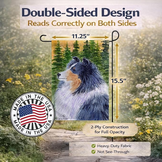 Caroline's Treasures SS8142GF Sheltie Garden Flag Mailbox Flag Decorative Yard Flag Banner Outside Patio Artwork Yard Flower Beds, Garden Size, Multicolor