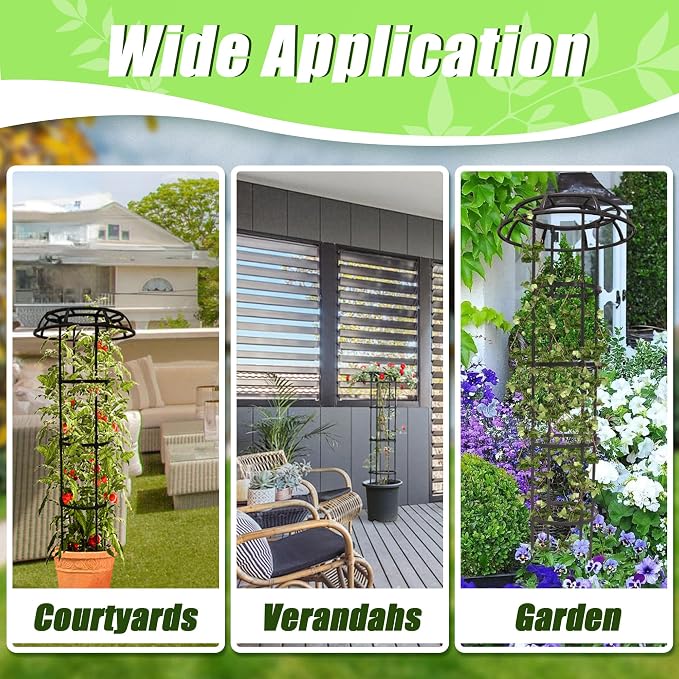 Quibbay Garden Trellis for Climbing Plants Outdoor, 41.3 Inch Mushroom Top Trellis for Climbing Plants, Plant Trellis Support for Potted Plants Climbing Vine Rose Clematis Vegetable Trellis, 2 Pack
