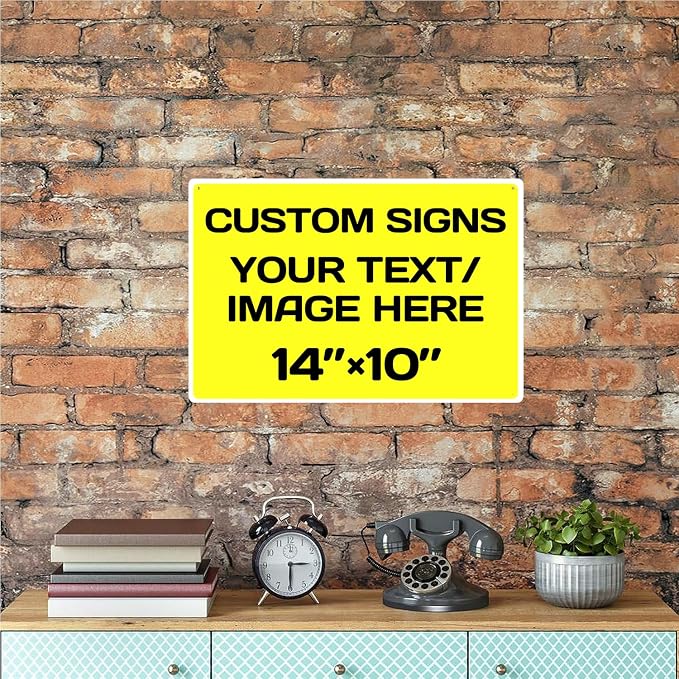 Personalized signs,Aluminum Weatherproof Metal Sign Multiple Sizes Custom Personalized Text And picture Here,hazard sign,garden sign,custom door sign,Customised business signs Yellow 14×10
