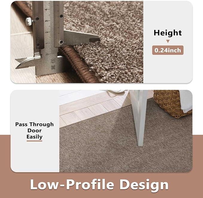 6x9 Large Brown/White Area Rug Non-Slip Washable for Living Room Bedroom | Soft丨Stays Put丨Low Pile Thin丨Lays Flat丨Kid & Pet Friendly丨Dorm丨Dining Room丨Nursery丨Playroom丨Indoor丨Laundry丨Carpet丨Home Decor
