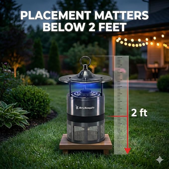 Outdoor Mosquito Trap – Premium Stainless Steel Insect Killer with UV Light & Octenol Lure, Rainproof, Ultra-Quiet, 15,000-Hour Lamp Life, Safe for Family & Pets