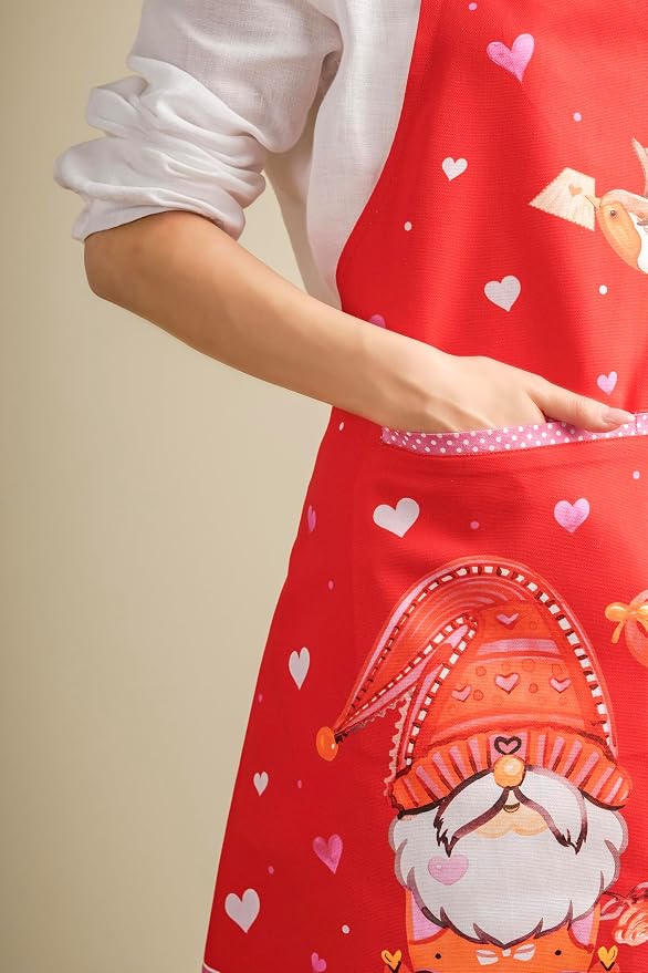 Maison d' Hermine Aprons for women with Pocket 100% Cotton (27.50"x31.50") | Adjustable Neck Strap & long ties Apron Men Chef Wedding Cooking Gardening Server Maid