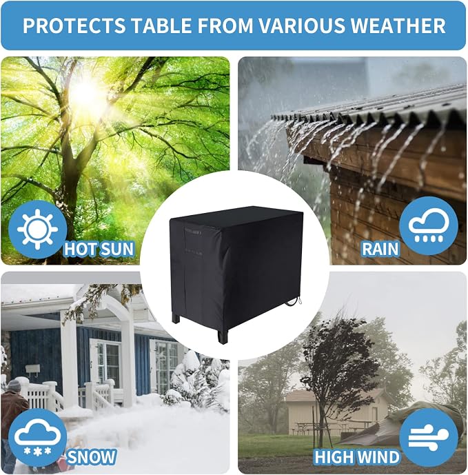 PAMASE Outdoor Dining Grill Cart Cover - 41"L*24"W*32"H, Compatible with Royal Gourmet Worktable PC3401B PC3401S Food Prep Table, Heavy Duty Waterproof BBQ Serving Worktable Metal Movable Station