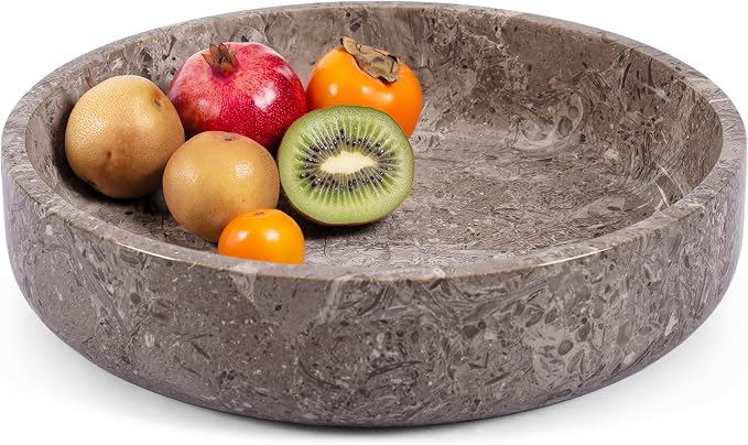 Marble Decorative Bowl 8" Inches Oceanic Handmade Large Fruits Holder for Kitchen Counter Serving, Modern key Bowl, Fruit Dish & Fruit Storage