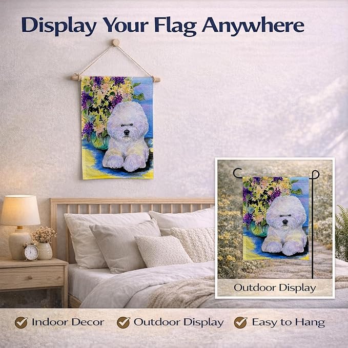 Caroline's Treasures SS8295GF Bichon Frise Garden Flag Mailbox Flag Decorative Yard Flag Banner Outside Patio Artwork Yard Flower Beds, Garden Size, Multicolor