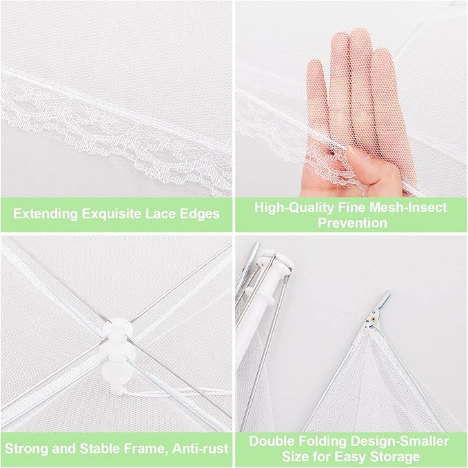 2 Pack Extra Large Mesh Food Covers for Outside (40 x 24 in) Collapsible and Reusable Food Tents Food Covers for Outdoors Picnic, BBQ, Camping, Party Supplies