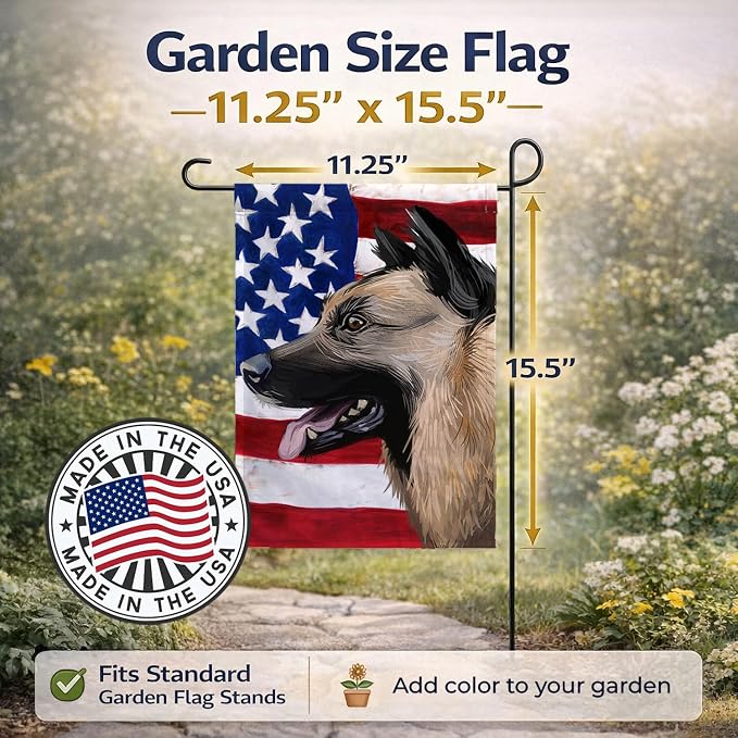 Caroline's Treasures CK6598GF Kunming Wolfdog American Flag Garden Flag Mailbox Flag Decorative Yard Flag Banner Outside Patio Artwork Yard Flower Beds, Garden Size, Multicolor