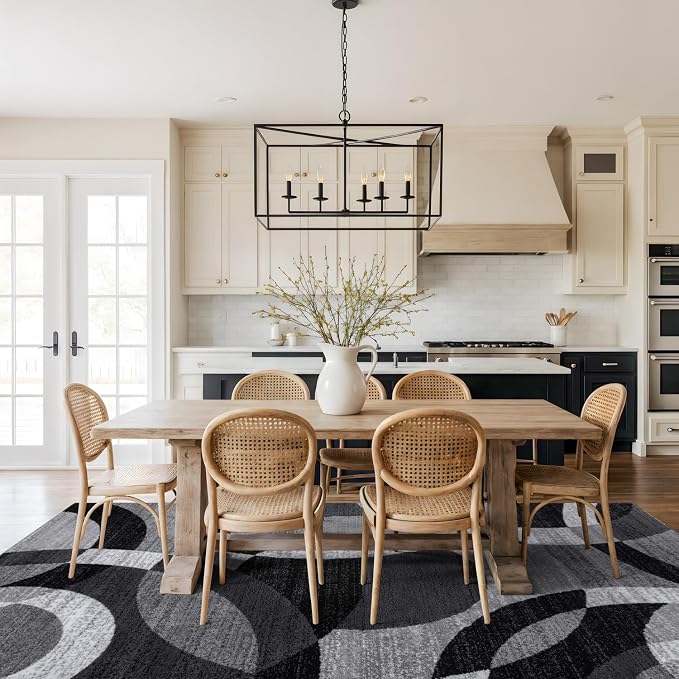 Rugshop Abstract Circles Contemporary High Traffic Area Rug Gray 9' x 12' | Rectangular, Size 9' x 12', Living Room, Bedroom, Dining Room, Home Office, Kitchen, Entryway, Hallway, Nursery, Kids Room