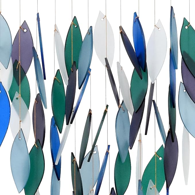 Blue Handworks Pacific Deluxe Waterfall Glass Wind Chime | Handcrafted Deluxe Waterfall Glass Wind Chime in Royal Blue, Powder Blue, Dark Teal, Forest Green and Lavender