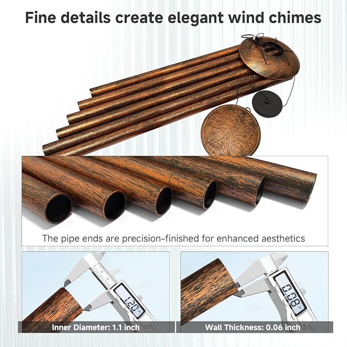 66" Extra Large Wind Chimes for Outside Deep Tone, 6 Thick and Bold Aluminum Tubes Relaxing Melody with Vintage Tree of Life Windcatcher for Garden Patio Decor, Great Gift Idea for Mother's Day