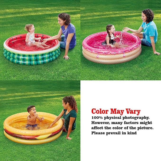 Kiddie Pool, 45" and 60" Watermelon 3 Ring Inflatable Pool for Kids, Inflatable Swimming Pool (2 Pack), Ideal Water Pool in Summer