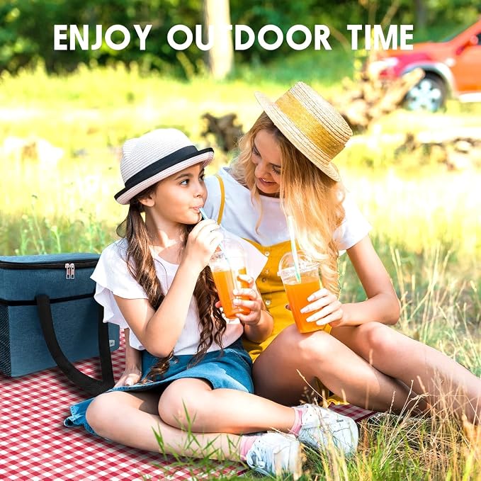 SAMSIER Outdoor Picnic Blankets Waterproof Foldable Sandproof, Extra Large Gingham Cute Picnic Mat Washable Portable for Park Beach Camping Courtyard (Red, 80"×80")
