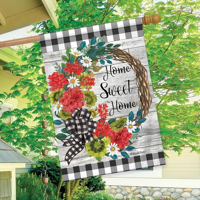 Briarwood Lane Geranium Wreath Summer House Flag