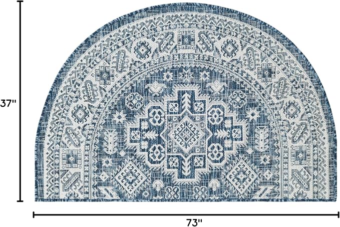 Unique Loom Outdoor Aztec Collection Area Rug - Chalca (3' 1" x 6' 1" Hearth Blue/Ivory)