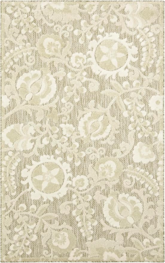Nourison Home Aloha Ivory Sage 2'8" x 4' Area Rug - Easy Clean, Non Shedding, Bed Room, Living Room, Dining Room, Kitchen (3' x 4')