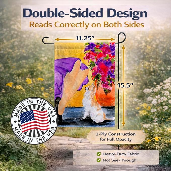 Caroline's Treasures SS8521GF Lady with her Chihuahua Garden Flag Mailbox Flag Decorative Yard Flag Banner Outside Patio Artwork Yard Flower Beds, Garden Size, Multicolor