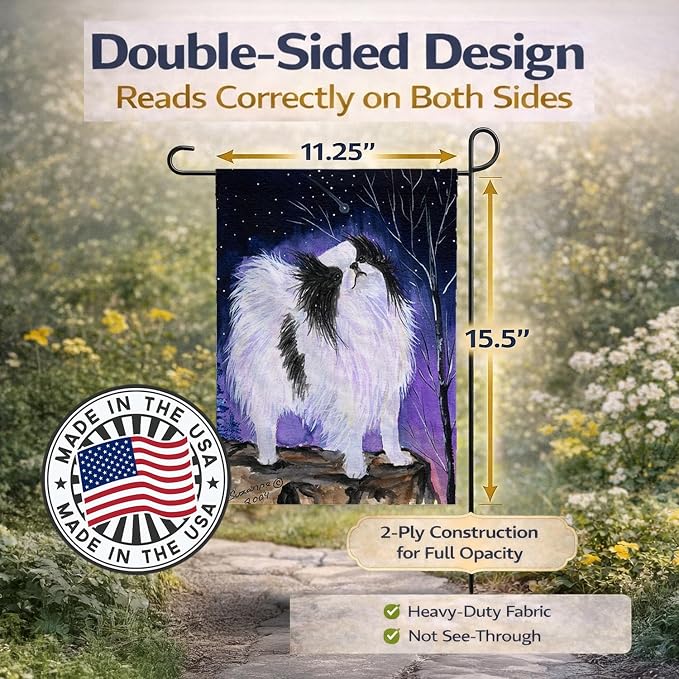 Caroline's Treasures SS8070GF Japanese Chin Garden Flag Mailbox Flag Decorative Yard Flag Banner Outside Patio Artwork Yard Flower Beds, Garden Size, Multicolor