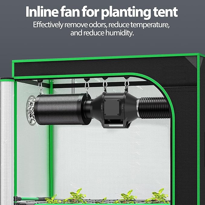 Toolazy Pro 4 Inch Inline Duct Fan, 214 CFM Quiet EC Motor Ventilation Fan with 10-Speed Controller, 27dB Low Noise Mixed-Flow Exhaust Fan for Grow Tent, Hydroponics, HVAC Duct Booster, Bathroom