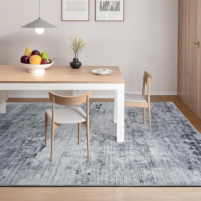 Toneed 4x6 Washable Non Slip Area Rugs for Bedroom Living Room, Grey | Abstract Soft Modern Low Pile Rug for Kitchen Hallway Office,Indoor Carpet for Kids Nursery Home Decor