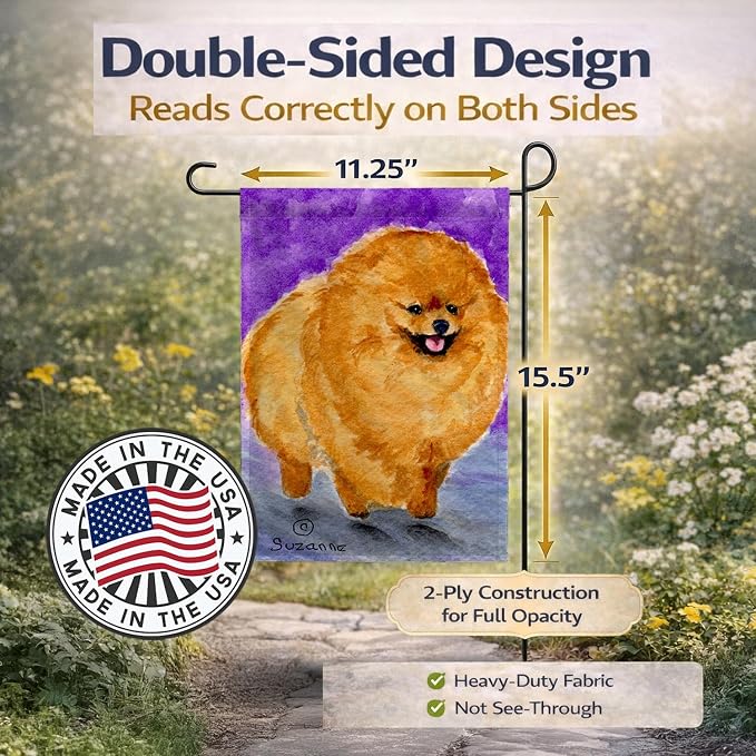 Caroline's Treasures SS8681GF Pomeranian Garden Flag Mailbox Flag Decorative Yard Flag Banner Outside Patio Artwork Yard Flower Beds, Garden Size, Multicolor