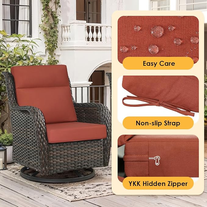 Sunbrella Outdoor High Back Chair Cushion, 2 Pack 44x21 inches Patio Chair Cushions Water Repellent Rocking Cushions Indoor Furniture Seat Pad, Spectrum Grenadine