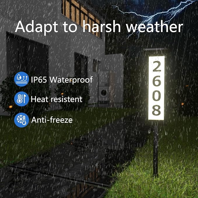 House Numbers for Outside [ Light up Dual-Sided Illuminated ], Solar Address signs for Yard with Plaque Stakes Outdoor Waterproof Illuminated Address Numbers for House Garden Patio Lawn