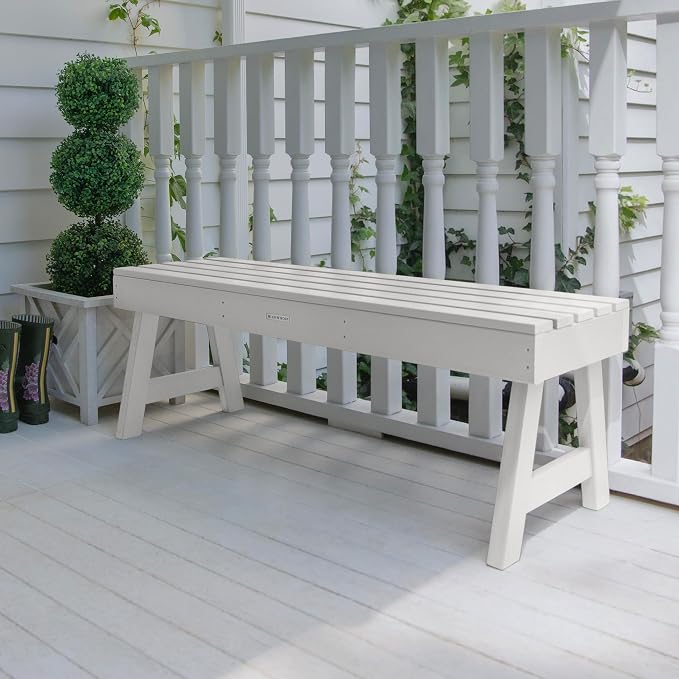 highwood AD-BENN4-WHE Weatherly Backless Bench, 4-Feet, White